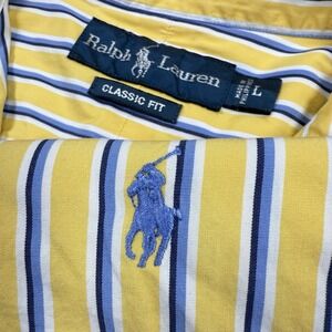 Ralph Lauren Button Down‎ Shirt Mens Large Long Sleeve Stripes Mens Yellow